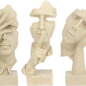 New 3 Pcs Thinker Statue, Silence is Gold Abstract Art Figurine, No Hear No See